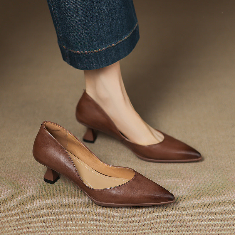 CALENNE | ZAPATOS DE TACÓN BAJO DE PIEL