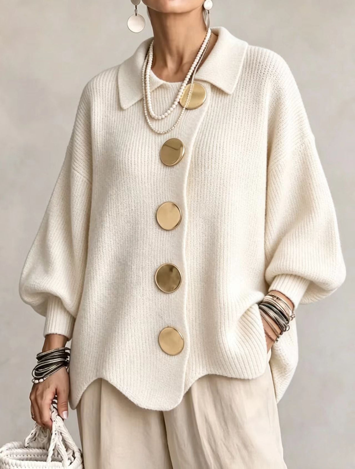 MARTINA | CÁRDIGAN OVERSIZE CON DORADOS