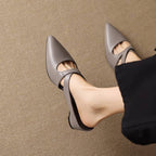 Selva Genuine Leather Cross-Strap Pointed Mules