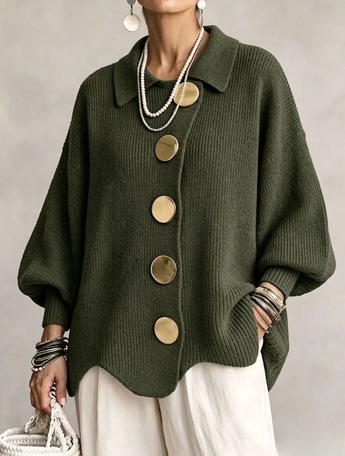 MARTINA | CÁRDIGAN OVERSIZE CON DORADOS