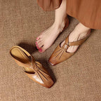 Olene Square-Toe Genuine Leather Mules