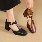 MARCELE | TACONES DE CUERO CON CORREA EN T