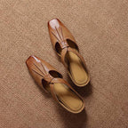 Olene Square-Toe Genuine Leather Mules