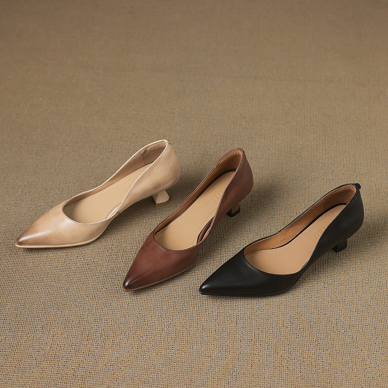 CALENNE | ZAPATOS DE TACÓN BAJO DE PIEL