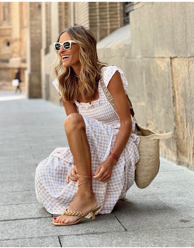 VESTIDO CASUAL DE CUADROS VICHY