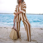 ZENAIDA™ | CONJUNTO CROCHET RAYAS KIMONO Y PANTALÓN