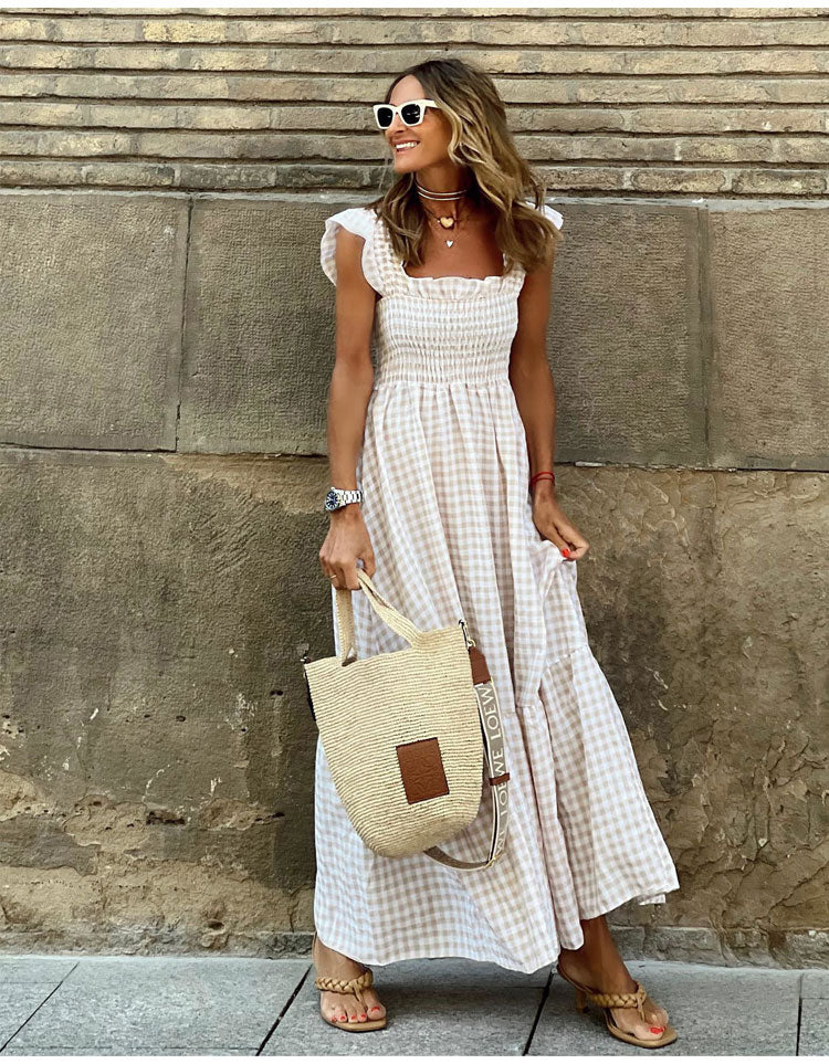 VESTIDO CASUAL DE CUADROS VICHY