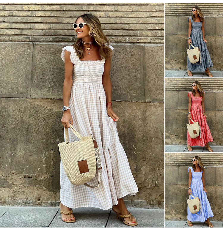 VESTIDO CASUAL DE CUADROS VICHY