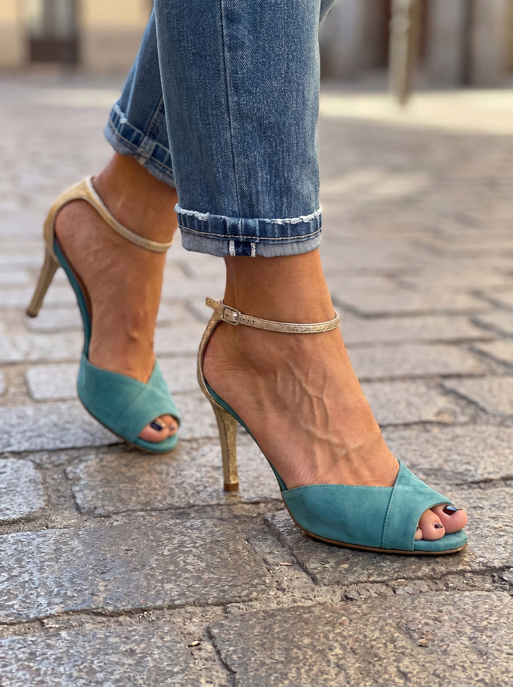 REINA™ | TACONES CHIC VERDE AGUA