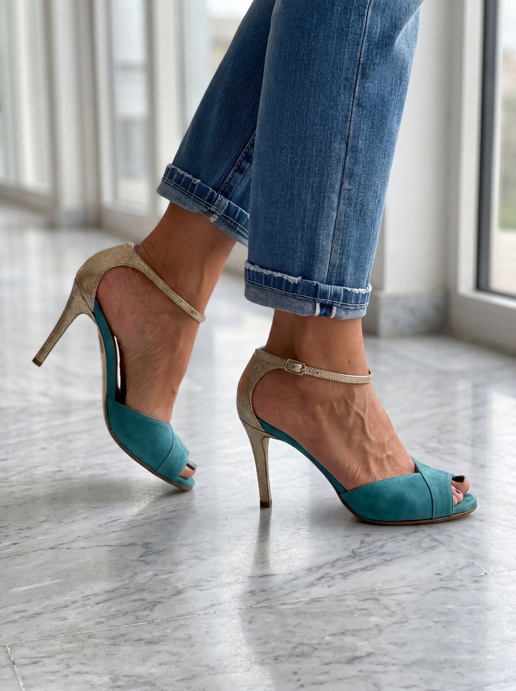 REINA™ | TACONES CHIC VERDE AGUA