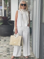 TRINIDAD™ | CONJUNTO BLANCO BLUSA Y PANTALÓN ANCHO