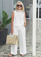 TRINIDAD™ | CONJUNTO BLANCO BLUSA Y PANTALÓN ANCHO