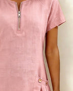 AZAHAR | VESTIDO CASUAL DE ALGODÓN CON CREMALLERA Y BOLSILLOS