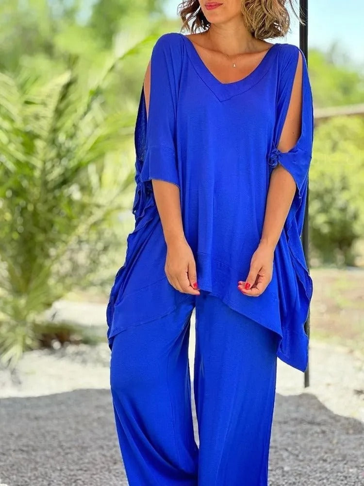 ÚRSULA™ | CONJUNTO TÚNICA HOMBROS ABIERTOS Y PANTALÓN