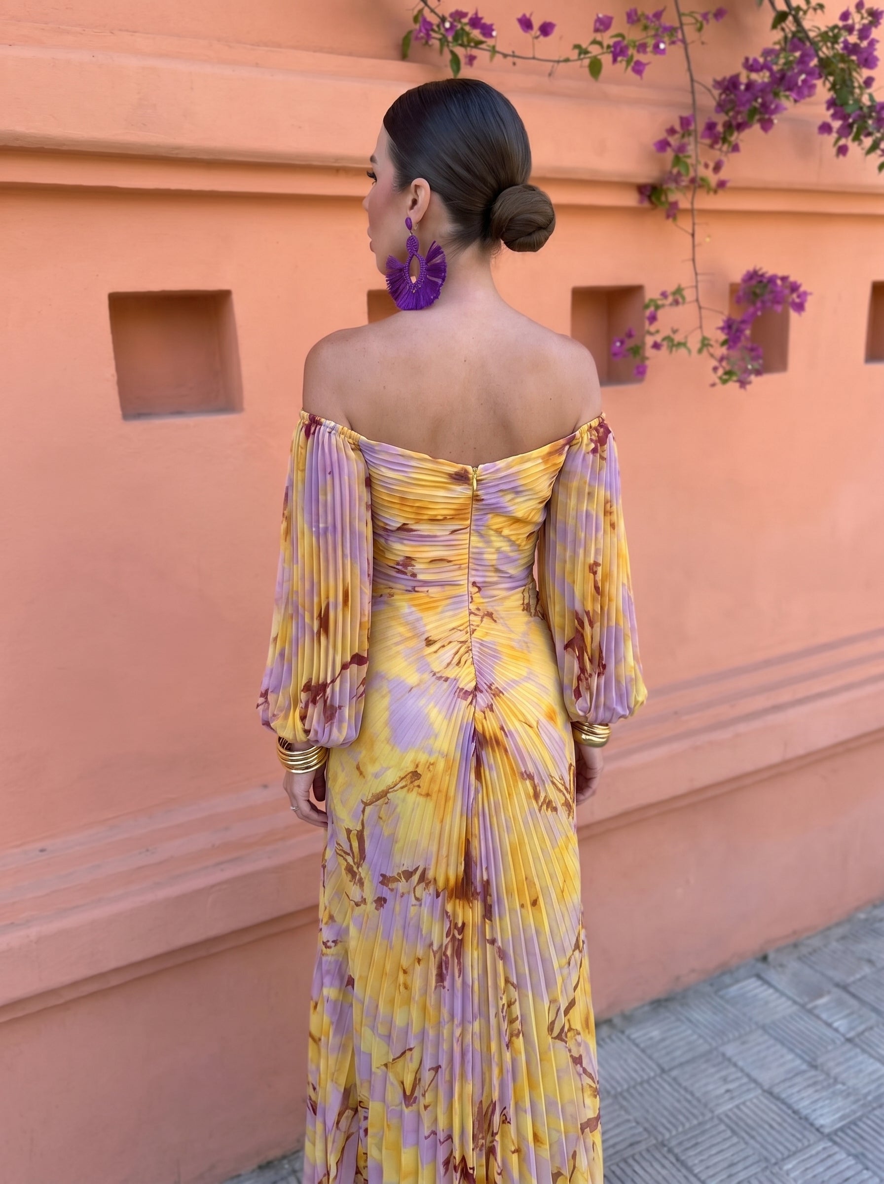 GREGORIA™ | VESTIDO LARGO FLORAL CON ESCOTE PRONUNCIADO