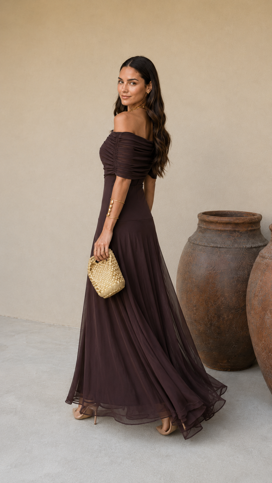 VESTIDO TOLEDO EN COLOR MARRÓN