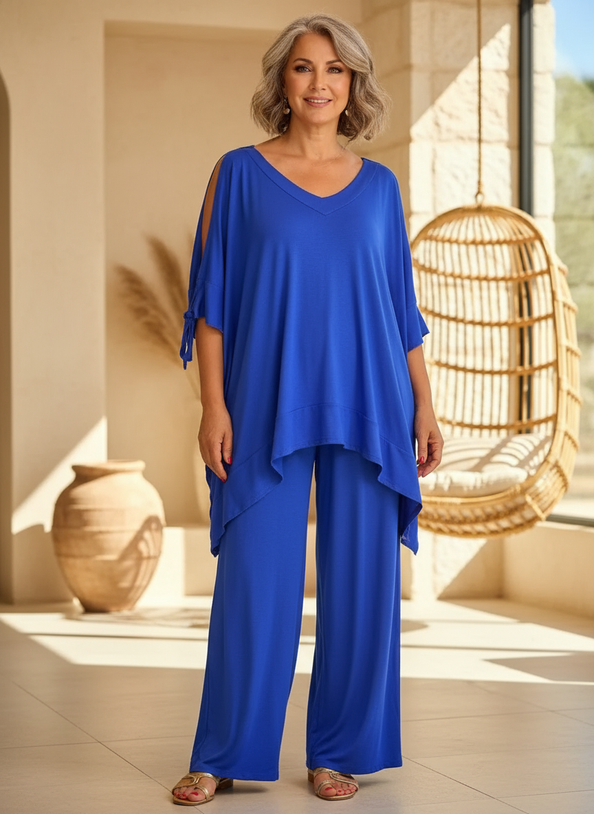 ÚRSULA™ | CONJUNTO TÚNICA HOMBROS ABIERTOS Y PANTALÓN