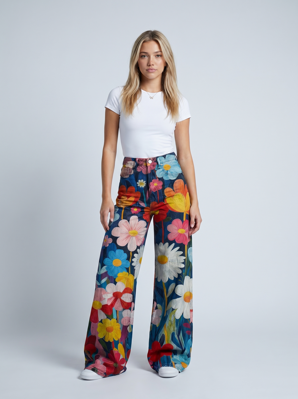 FLOREAL | VAQUEROS OVERSIZE DE CORTE ANCHO