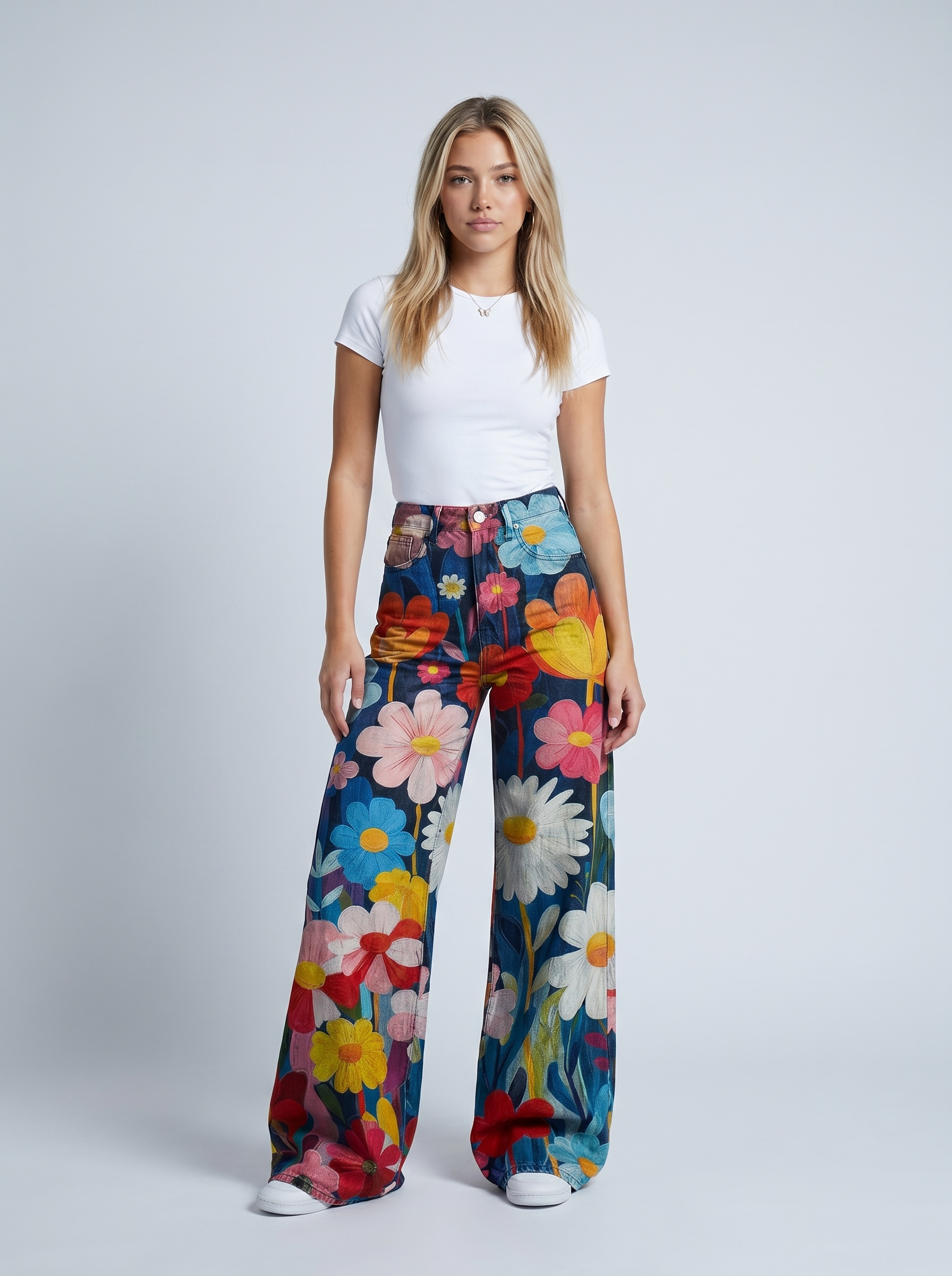 FLOREAL | VAQUEROS OVERSIZE DE CORTE ANCHO