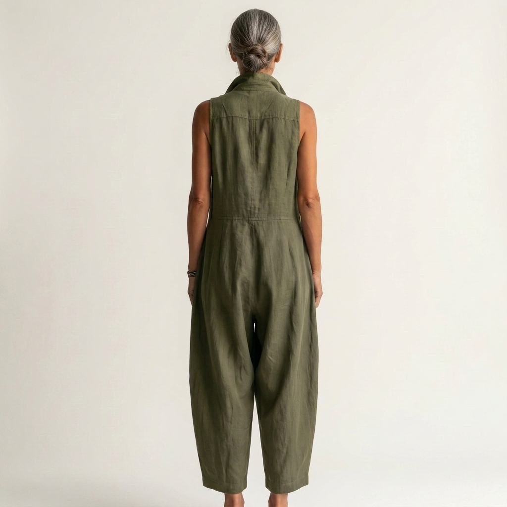 ELIVIANA | JUMPSUIT SIN MANGAS UTILITARIO ESTILO CARGO