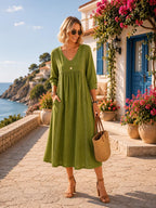 CAPRI | VESTIDO MIDI DE MEZCLA DE LINO