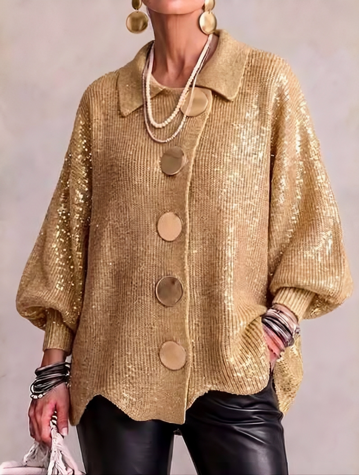 MARTINA | CÁRDIGAN OVERSIZE CON DORADOS