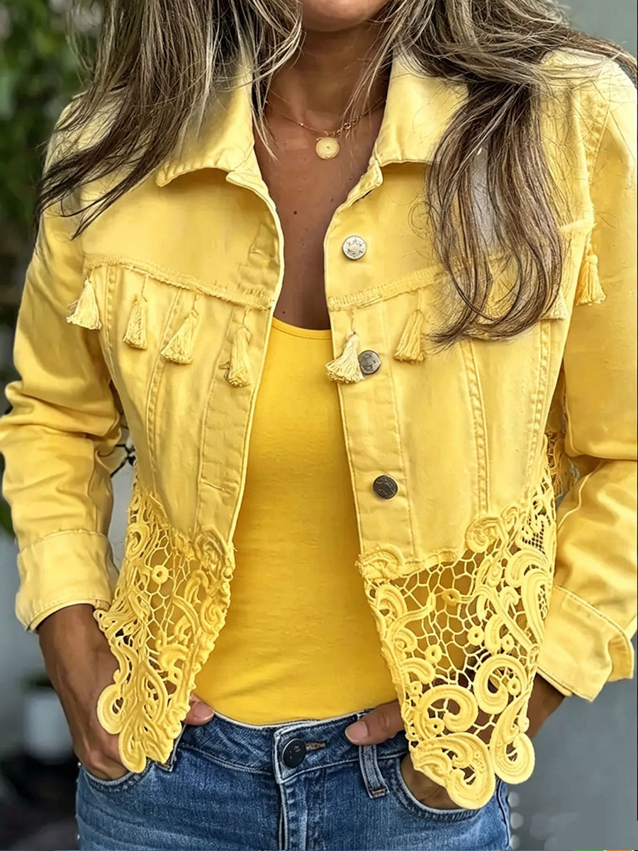 KAMBRIA™ | CHAQUETA CON FLECOS Y ENCAJE
