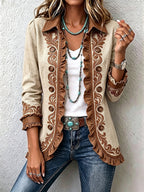 DAWNCROFT™ | CHAQUETA VINTAGE BOHEMIA CON VOLANTES