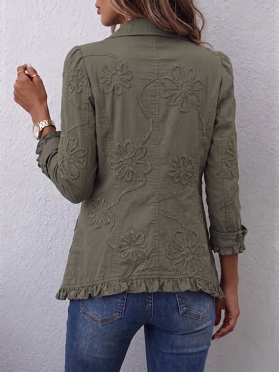 KAMBERLY™ | CHAQUETA UTILITARIA DE ESTILO BOHO-CHIC Y RIBETES CON VOLANTES