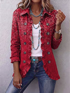 CRISELLE™ | CHAQUETA CON VOLANTES Y ESTAMPADO BOHEMIO