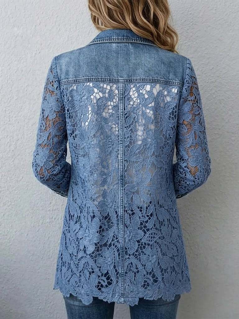 LACINDA™ | CHAQUETA TIPO BLAZER CON PANELES DE ENCAJE FLORAL