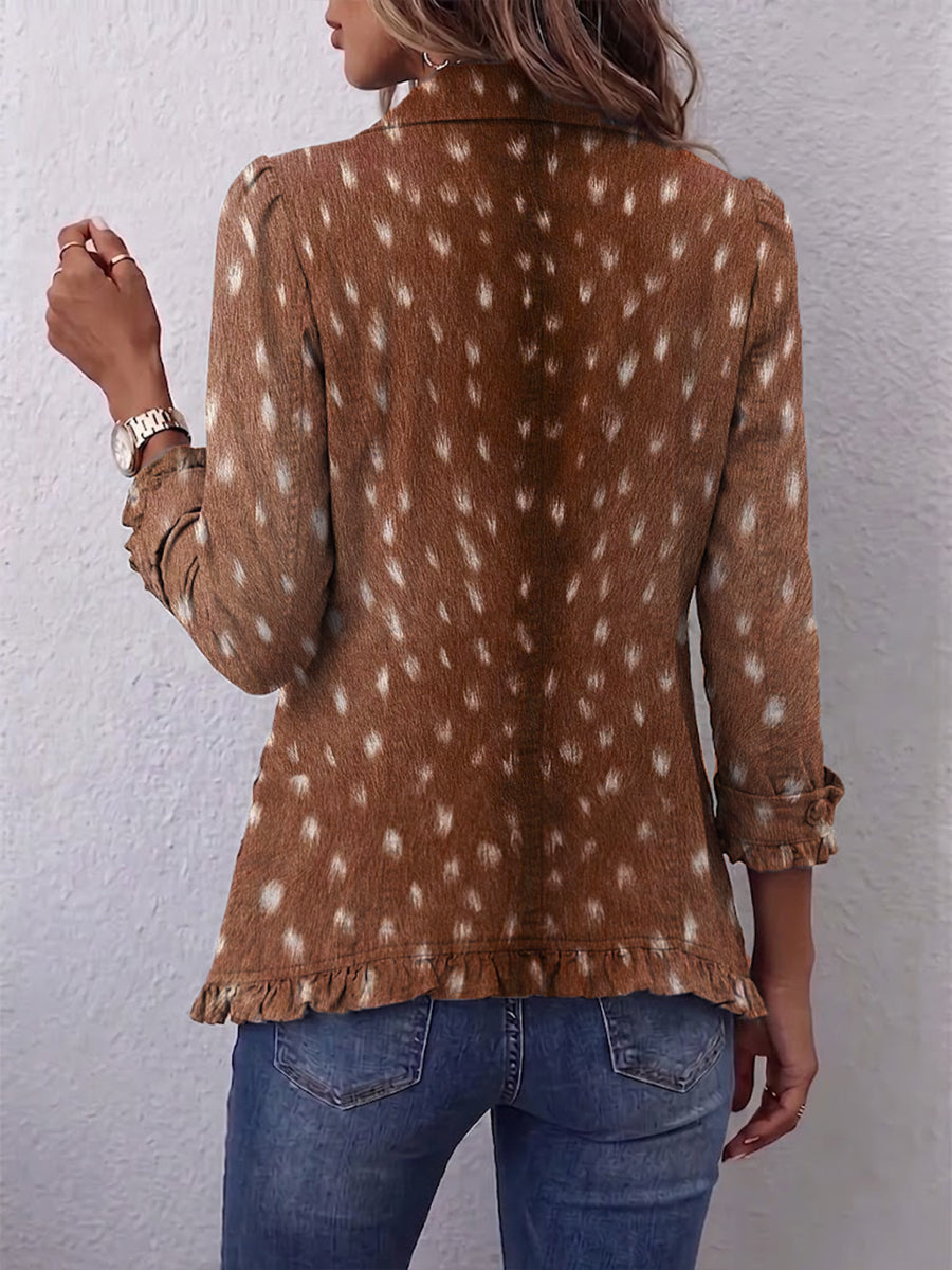 NOLINDA™ | CHAQUETA BOHEMIA CON VOLANTES Y ESTAMPADO