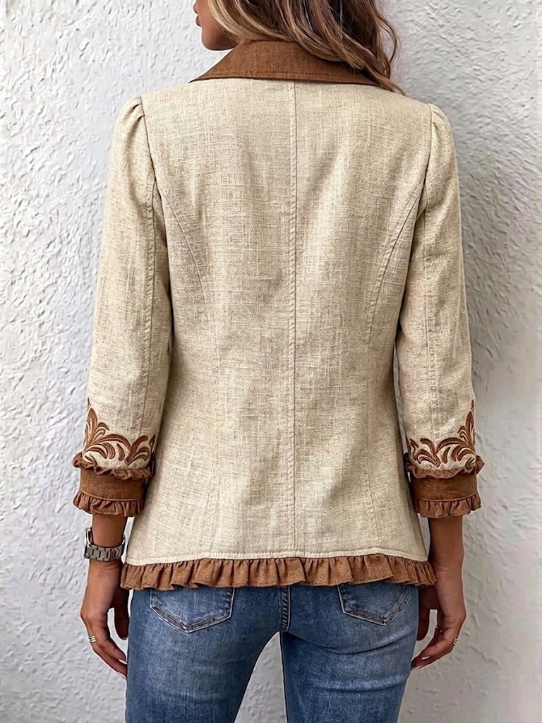 DAWNCROFT™ | CHAQUETA VINTAGE BOHEMIA CON VOLANTES
